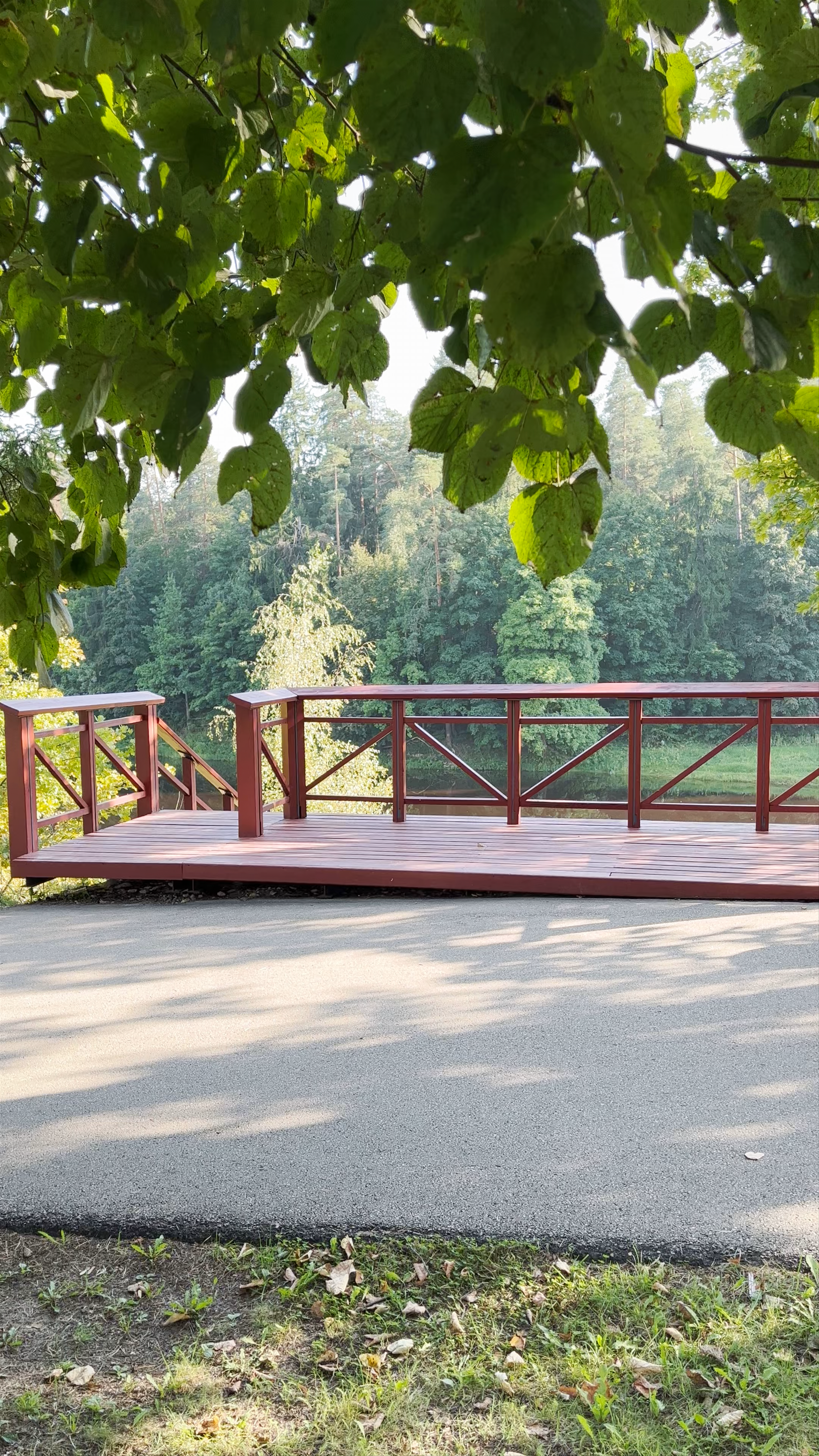 Scenic Viewing Platform over Forested River in Ogre, Latvia