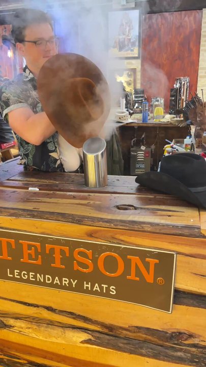 Allens Boots - Steaming and shaping the Resistol I took home! - Shoe Stores Near Me - Austin, Texas