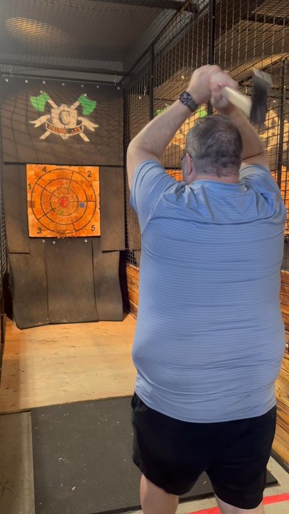 Celtic Axe Throwers - My husband throwing his axe! - Axe Throwing Near Me - Beaverton, Oregon