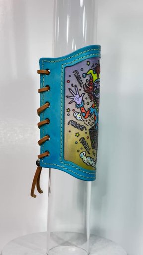 Preview pic of UV Reactive Jack-in-the-Box RipGrip -Hand-Painted Leather Sleeve- Accessory