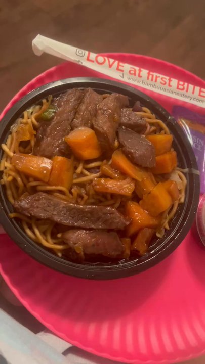 Bambuu Asian Eatery - Video of 2 Two Bowl with Steak sweet potatoes and Base - Lo Mein Noodles BAMBUU Asian Eatery - Chinese Near Me - Gainesville, Florida