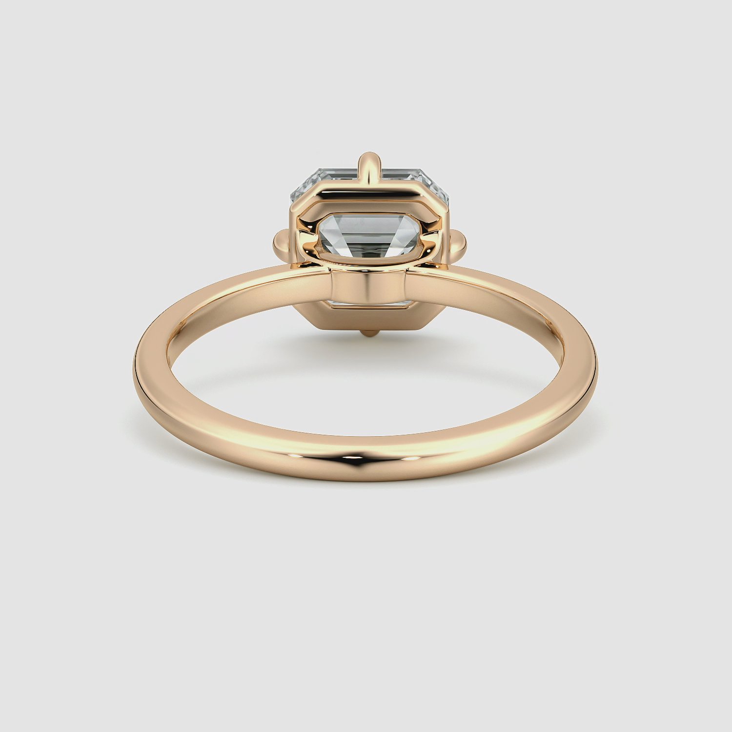 The Compass Solitaire | Asscher | 14k | Rose Gold | bandAccent: Plain | diamondOrientation: vertical | caratWeight: other