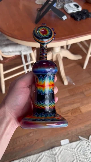 Preview pic of Eios Glass Fully Worked Shamanic Rainbow Waterpipe