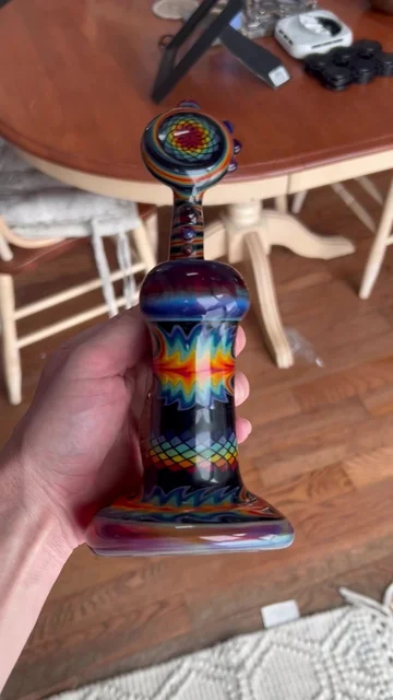Preview pic of Eios Glass Fully Worked Shamanic Rainbow Waterpipe