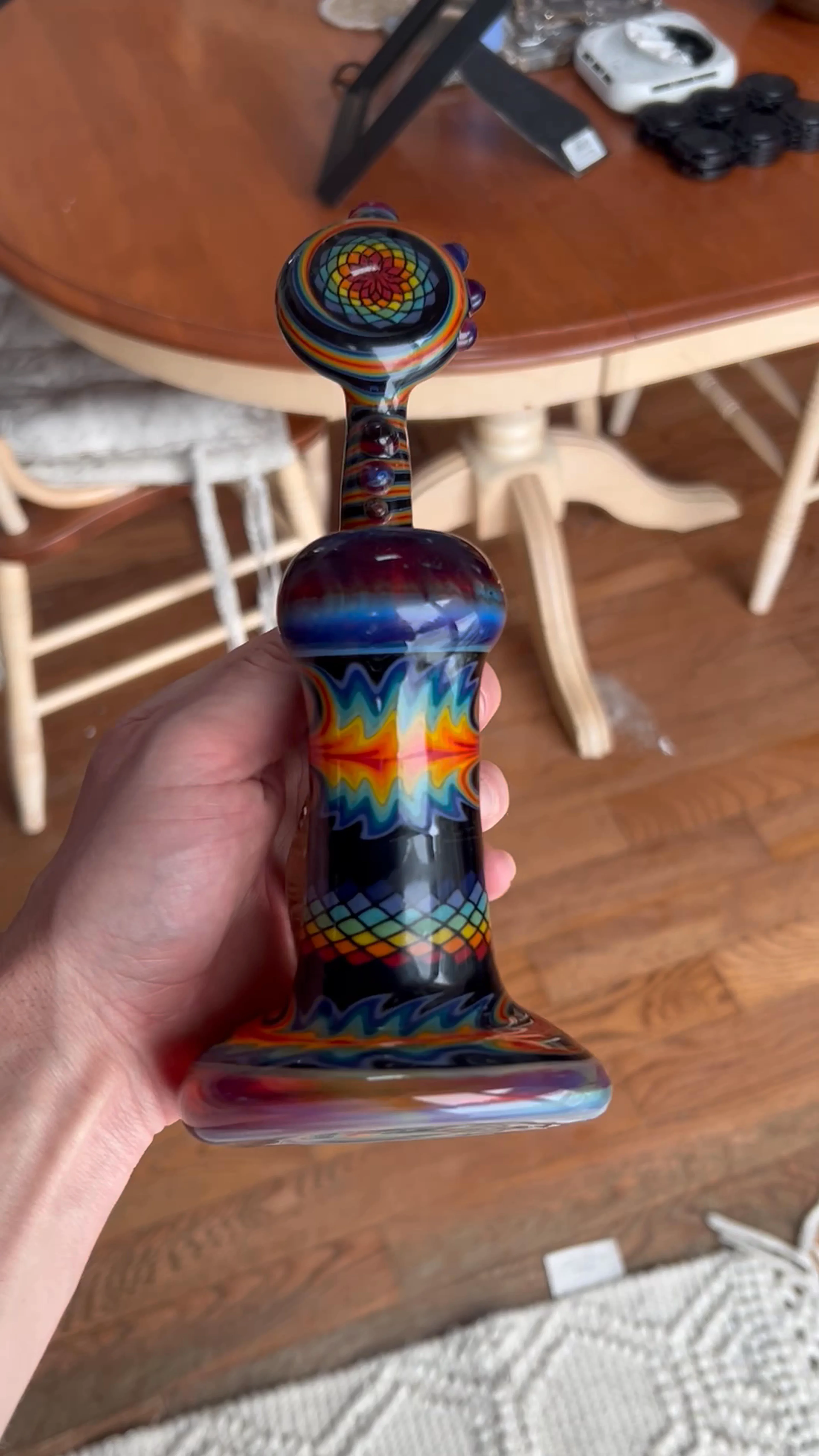 Preview pic of Eios Glass Fully Worked Shamanic Rainbow Waterpipe