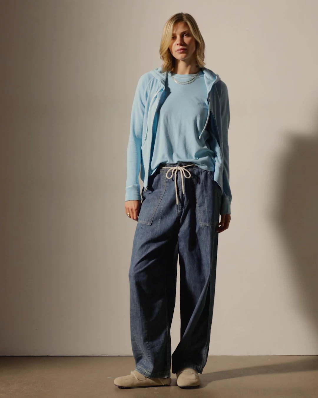 Vintage French Terry Zip Up Hoodie - Skipper Pigment | James Perse