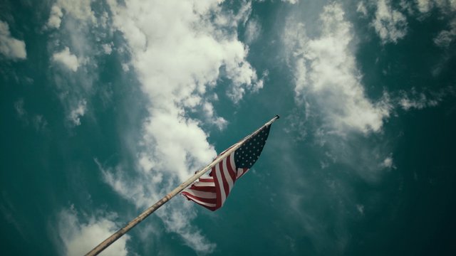 United States flag in the sky 