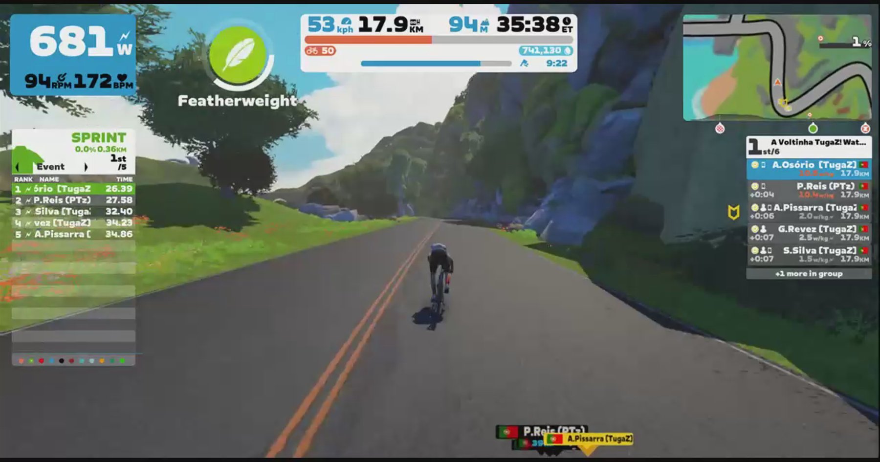 Zwift - Group Ride: A Voltinha TugaZ! Watopia Flat on Flat Route in Watopia