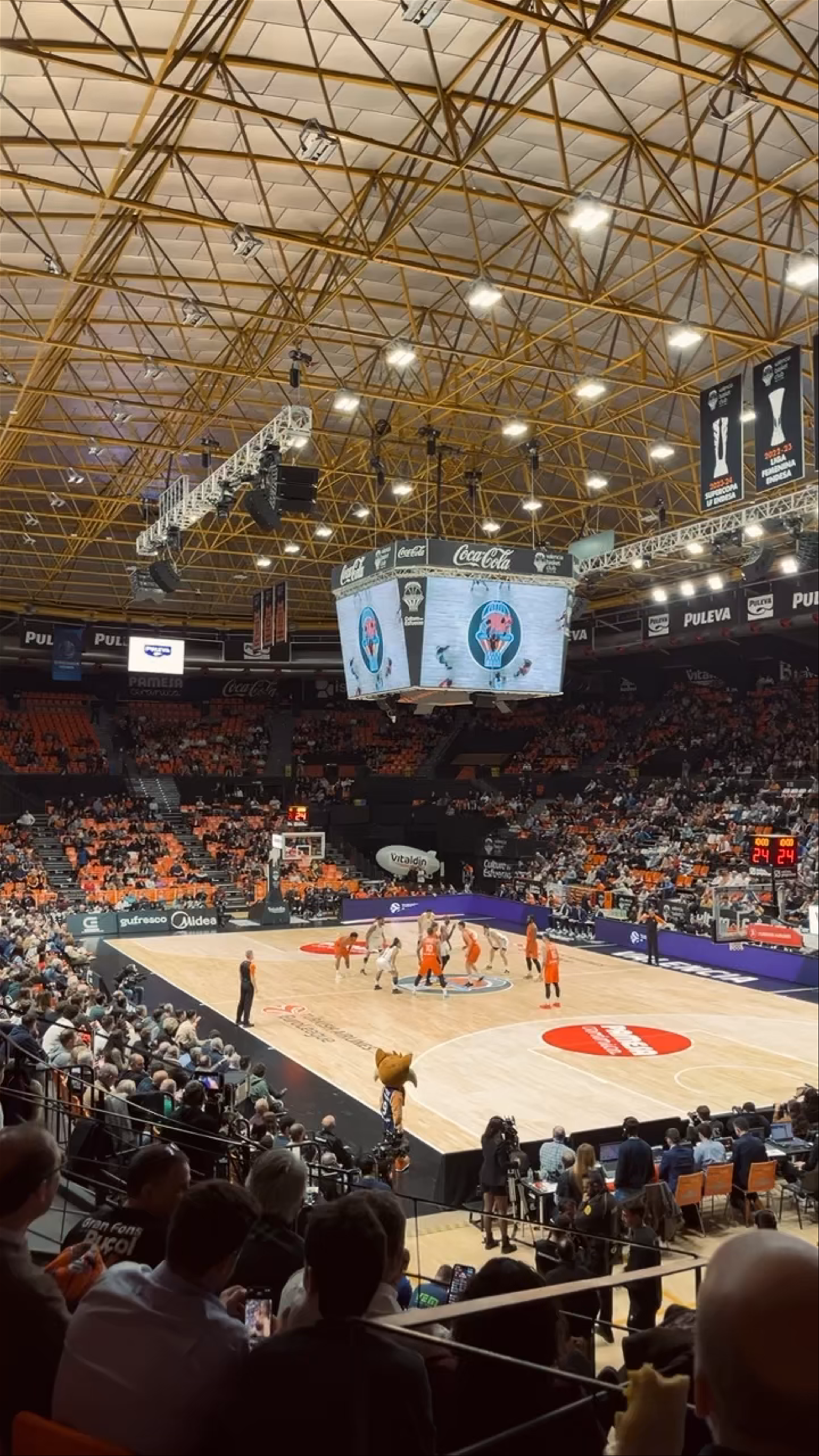 Basketball Game Excitement at Pabellón Fuente de San Luis in Valencia