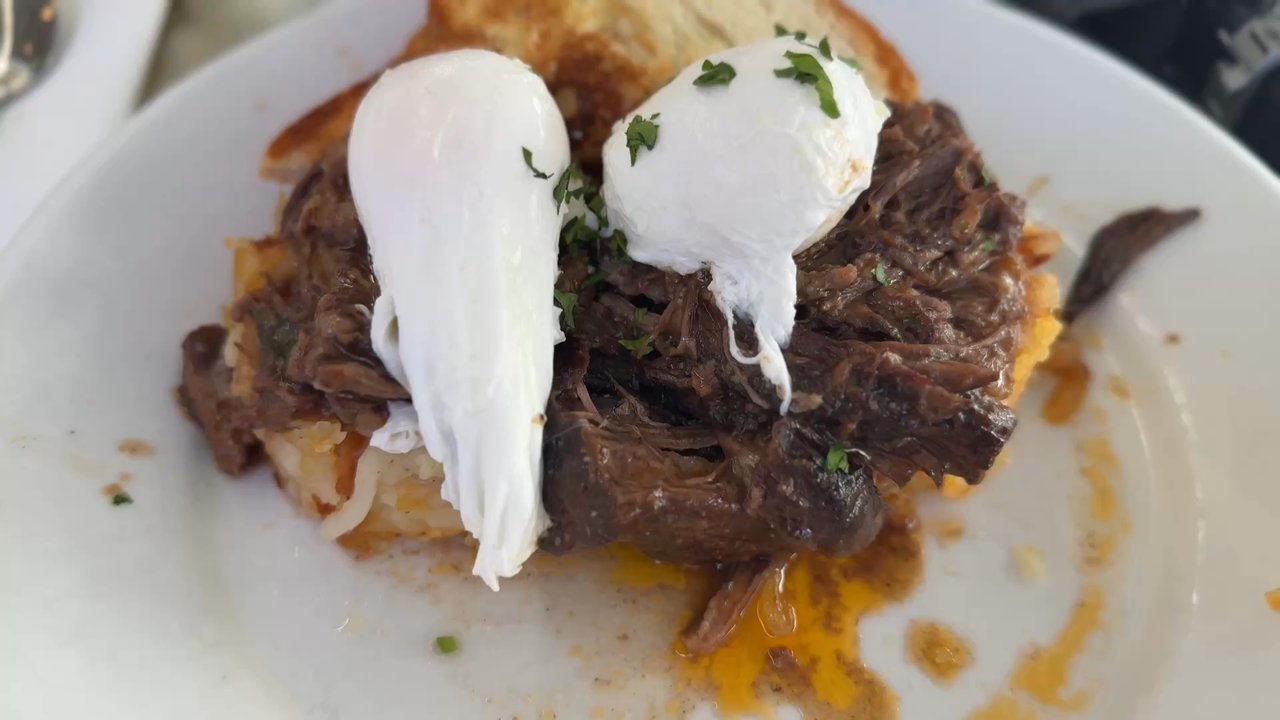 Shorehouse Kitchen - Braised short ribs on hash brown cakes. This was amazing! - Breakfast & Brunch Near Me - Carlsbad, California