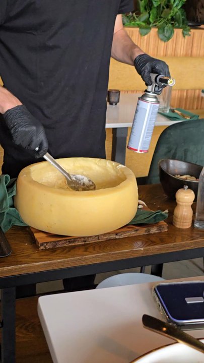 Botanya Restaurant - Carbonara table side preparation - Spanish Near Me - Richmond, Virginia