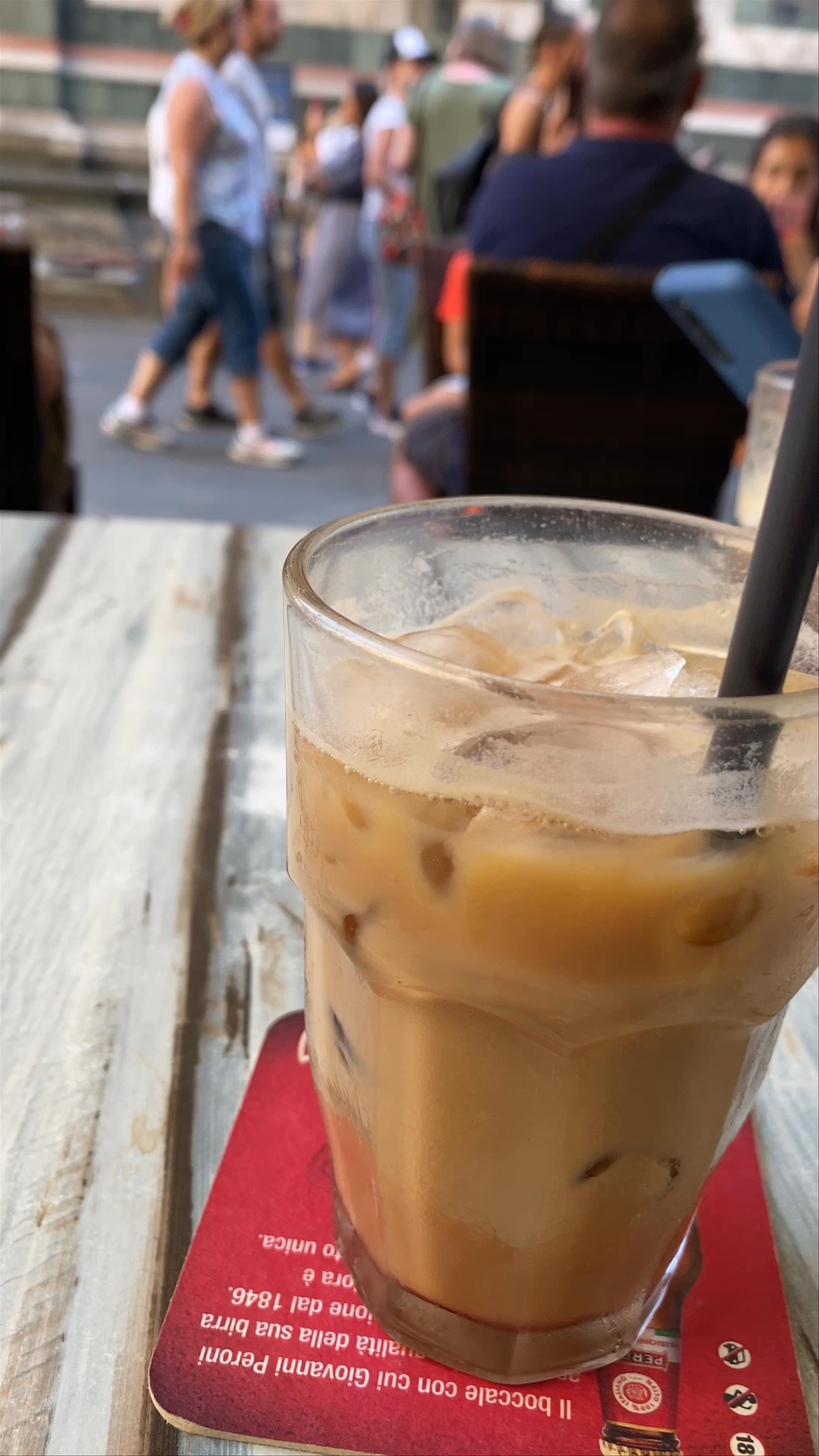 Savoring Iced Coffee at Café De La Paix near Duomo in Florence