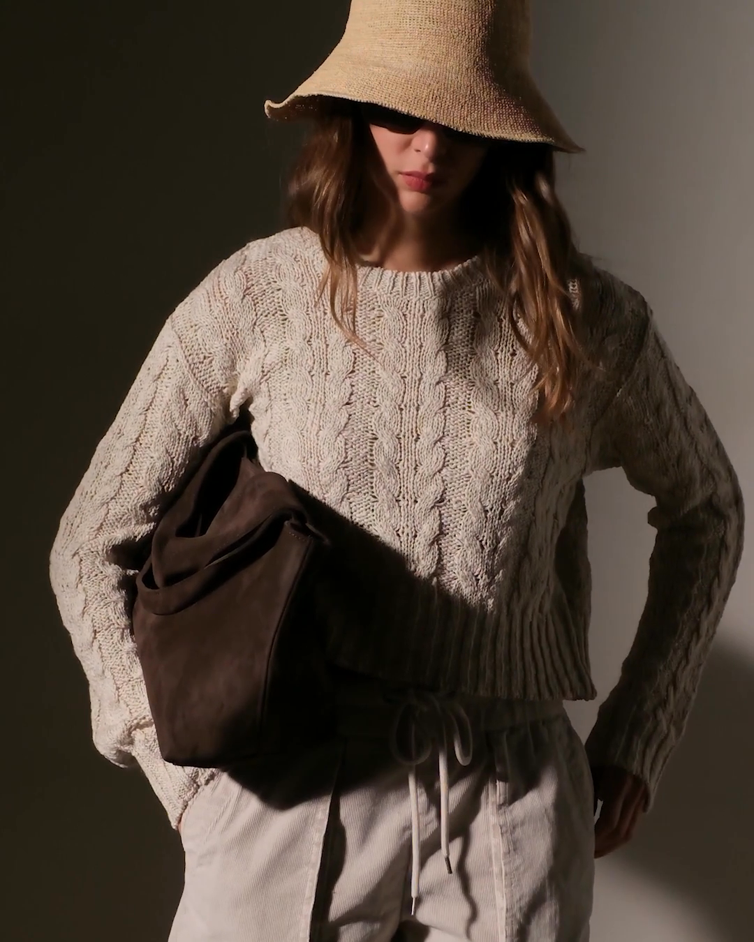 トップス Cristseya 24ss Linen cable knit sweater Cristaseya Knit & Sweater (thick) XL Linen BLK Plain Cable