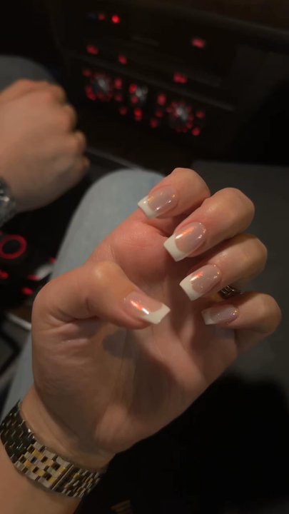 LaVi Nails - Gel French mani with chrome - Nail Salons Near Me - Paramus, New Jersey