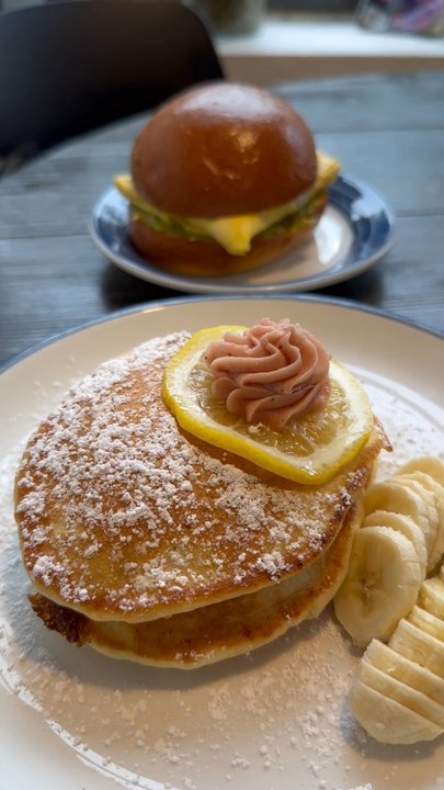 Tin Cup Cafe - Egg sandwich on brioche & Lemon ricotta pancake - Coffee & Tea Near Me - Greenwood, New York