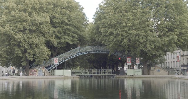 Bridge above Saint Martin Canal in Paris 