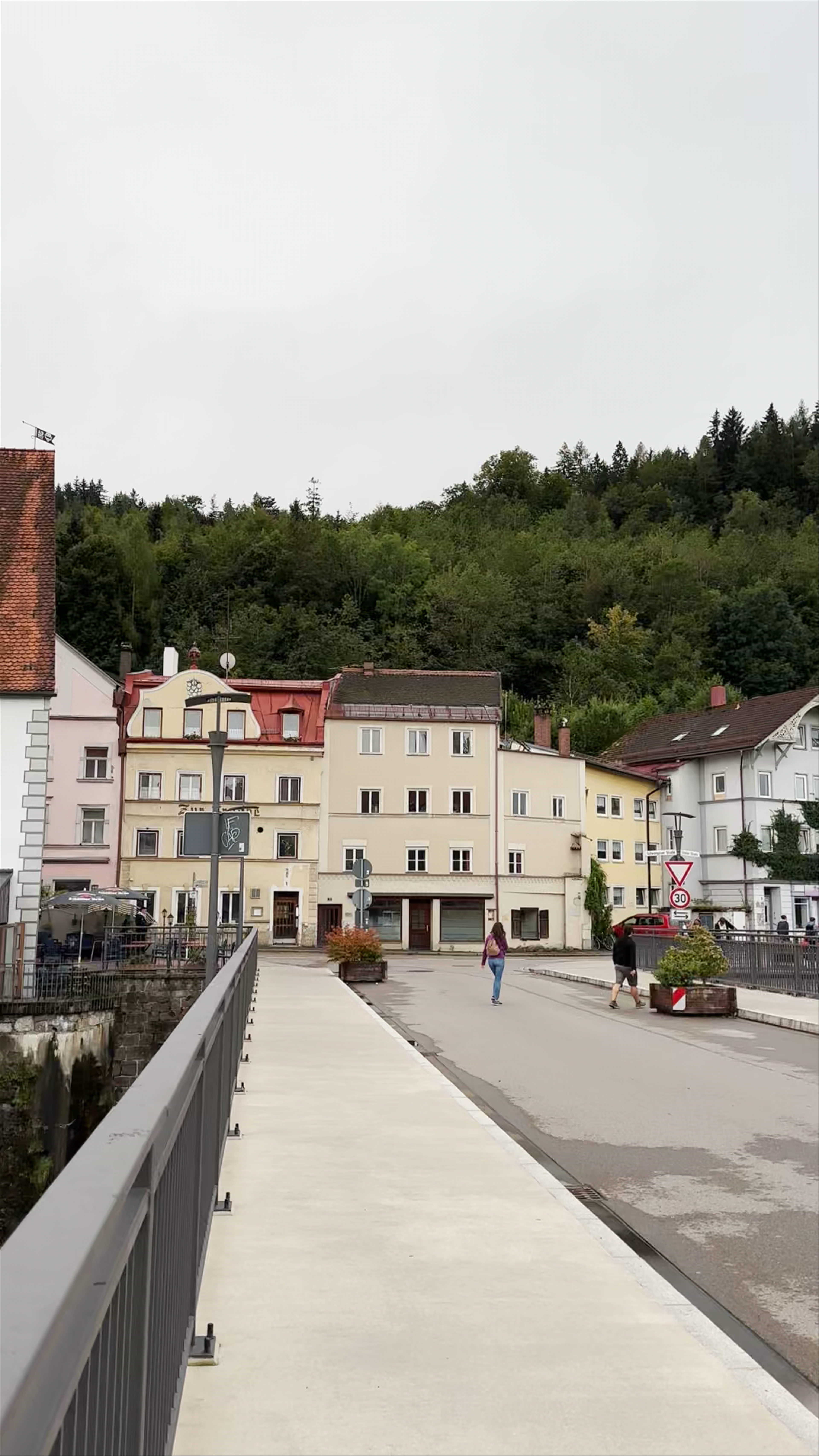 Serene Riverside Stroll at Lechbrücke in Füssen, Germany