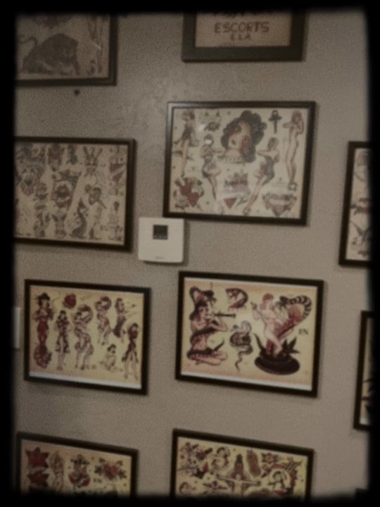 Olde Towne Barber - Traditional tattoo flash, the real deal stuff right here! - Barbers Near Me - Covina, California