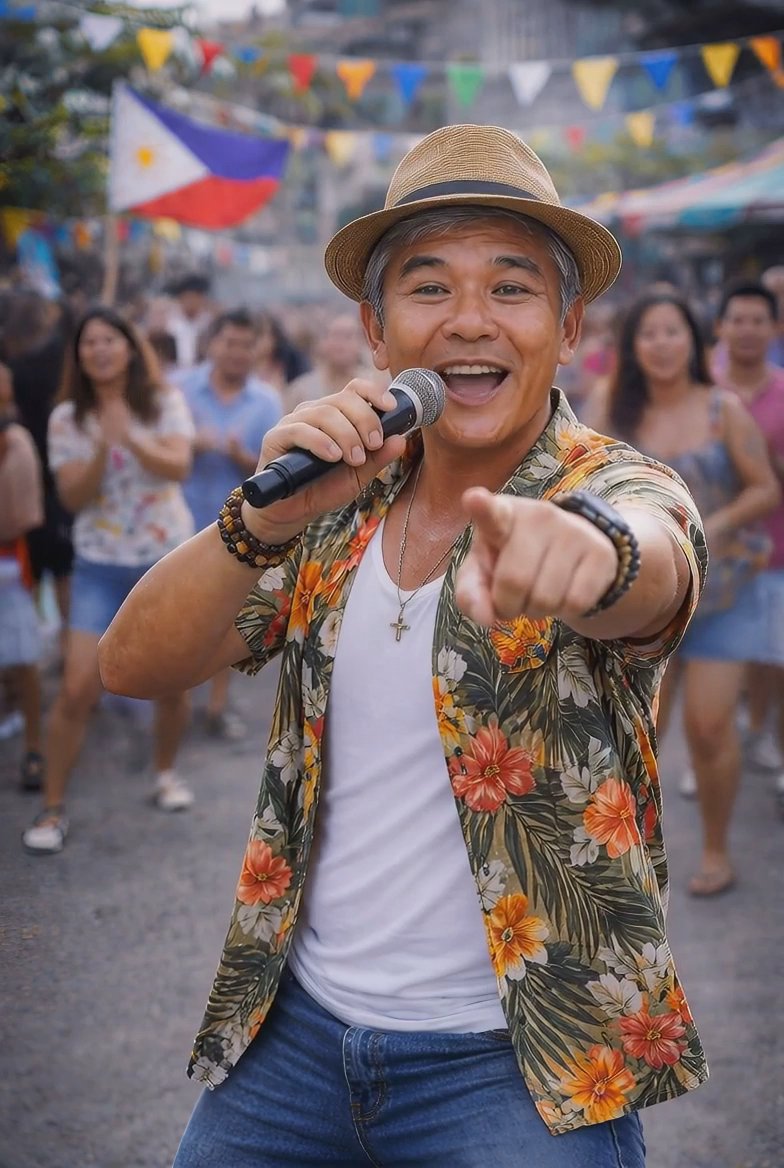 Lip Sync: happy and pointing at camera