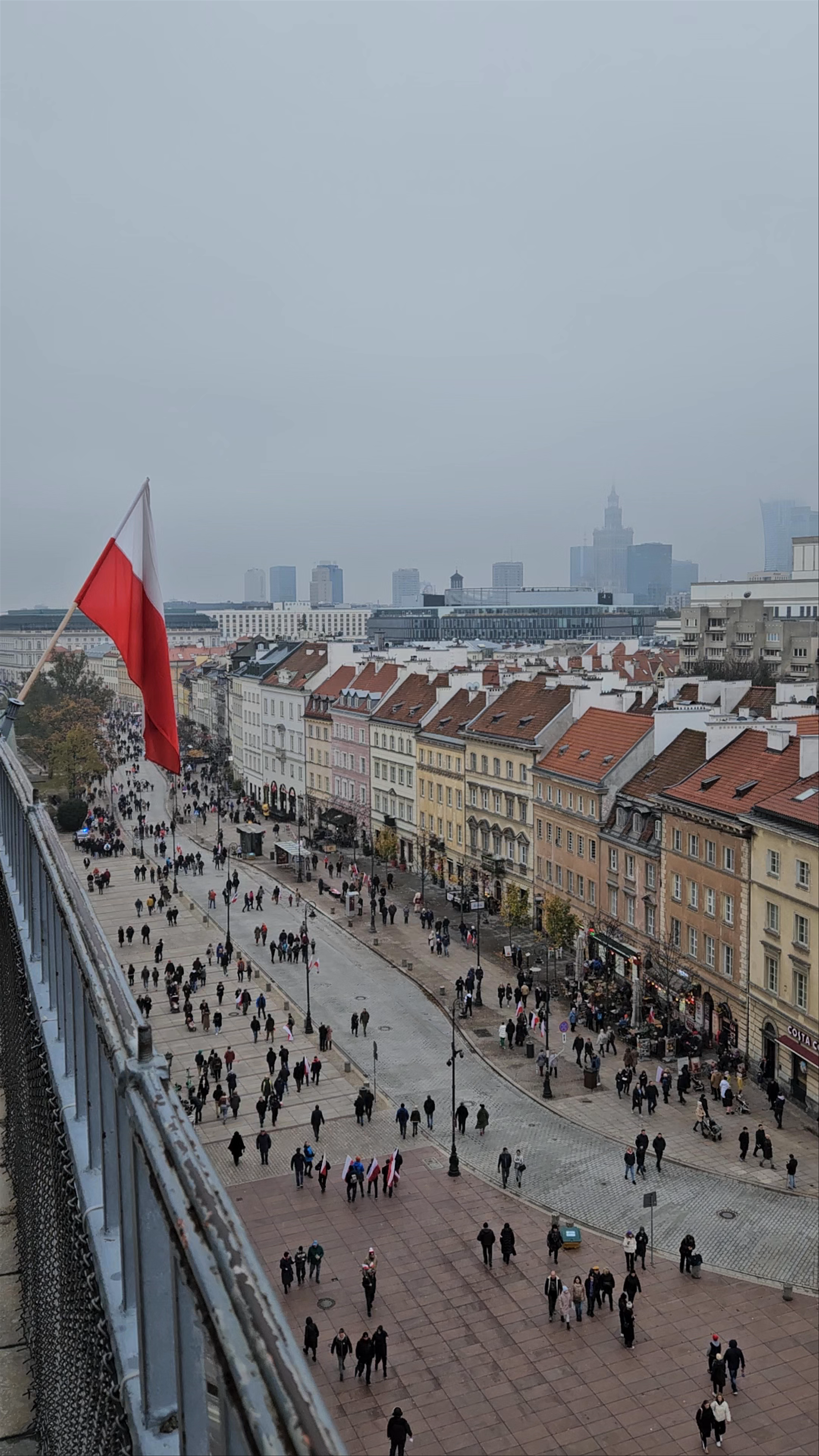 Panoramic Views over Warsaw's Historic Old Town and Urban Skyline