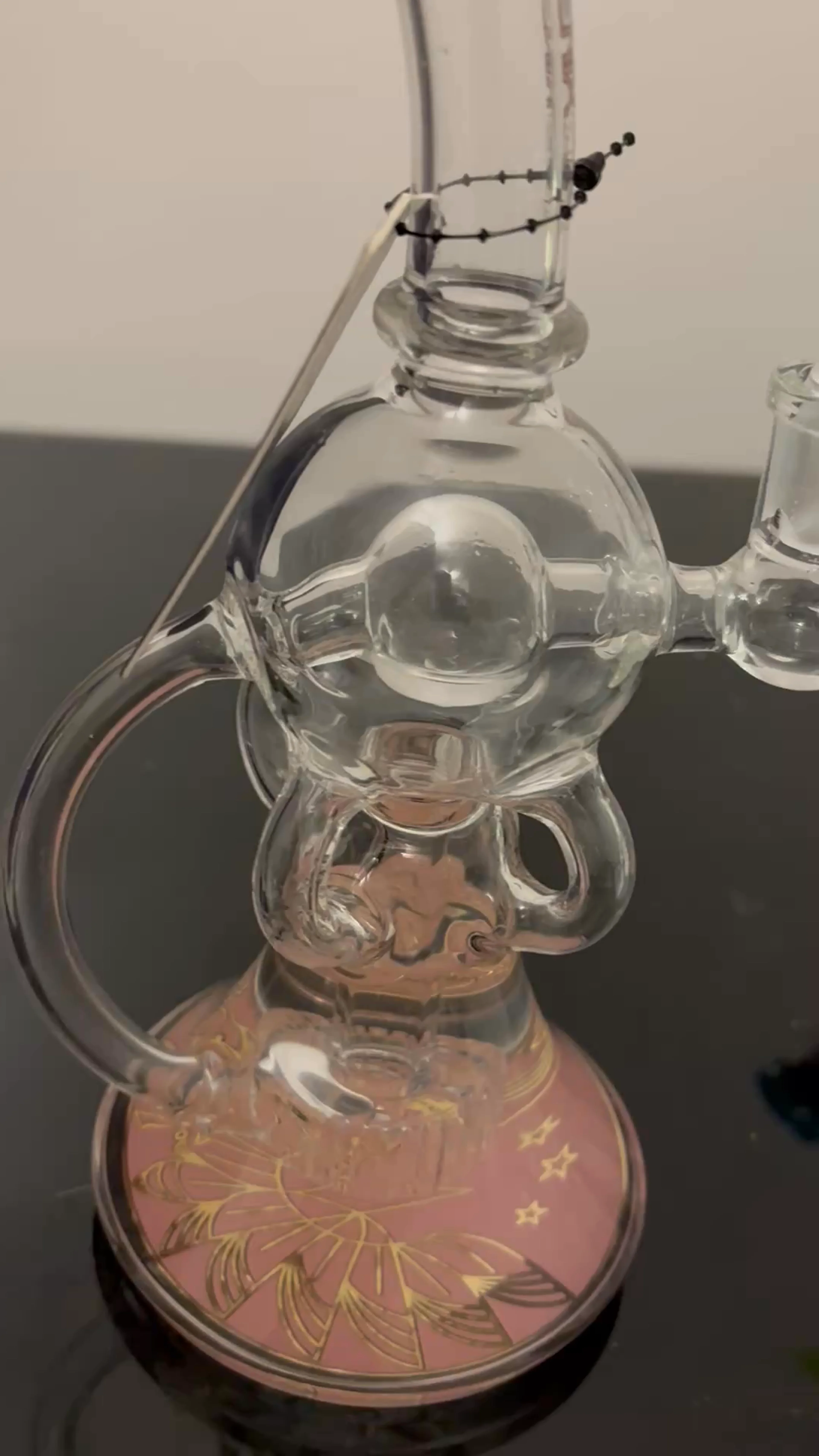 Preview pic of Phoenix star pink accent comes with Terp Slurper and set machine gun dab tool nectar collector sticker pack, and flower bowl plus mood mat
