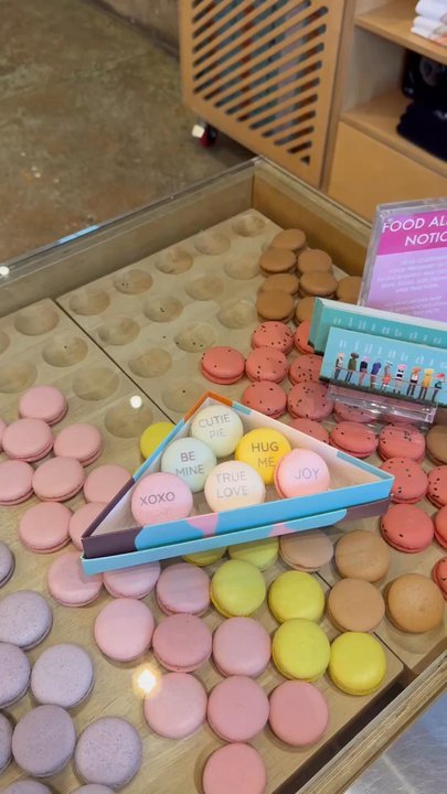 Joy Macarons - A look at the case of macarons and the Macaron Ice Cream Sandwiches available that day - Macarons Near Me - Dallas, Texas