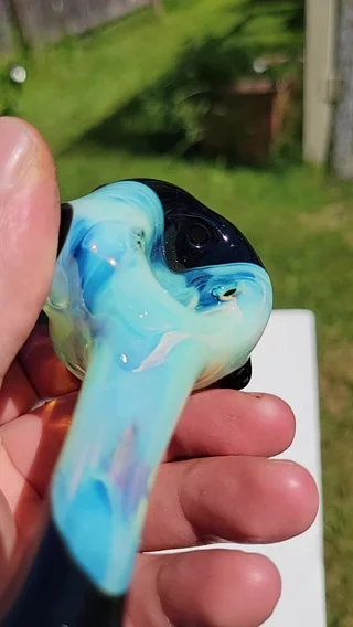 Preview pic of 3 hole hash pipe,  full color bubble hash spoon # 2 titan v2 and galaxy