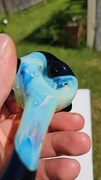 Preview pic of 3 hole hash pipe,  full color bubble hash spoon # 2 titan v2 and galaxy