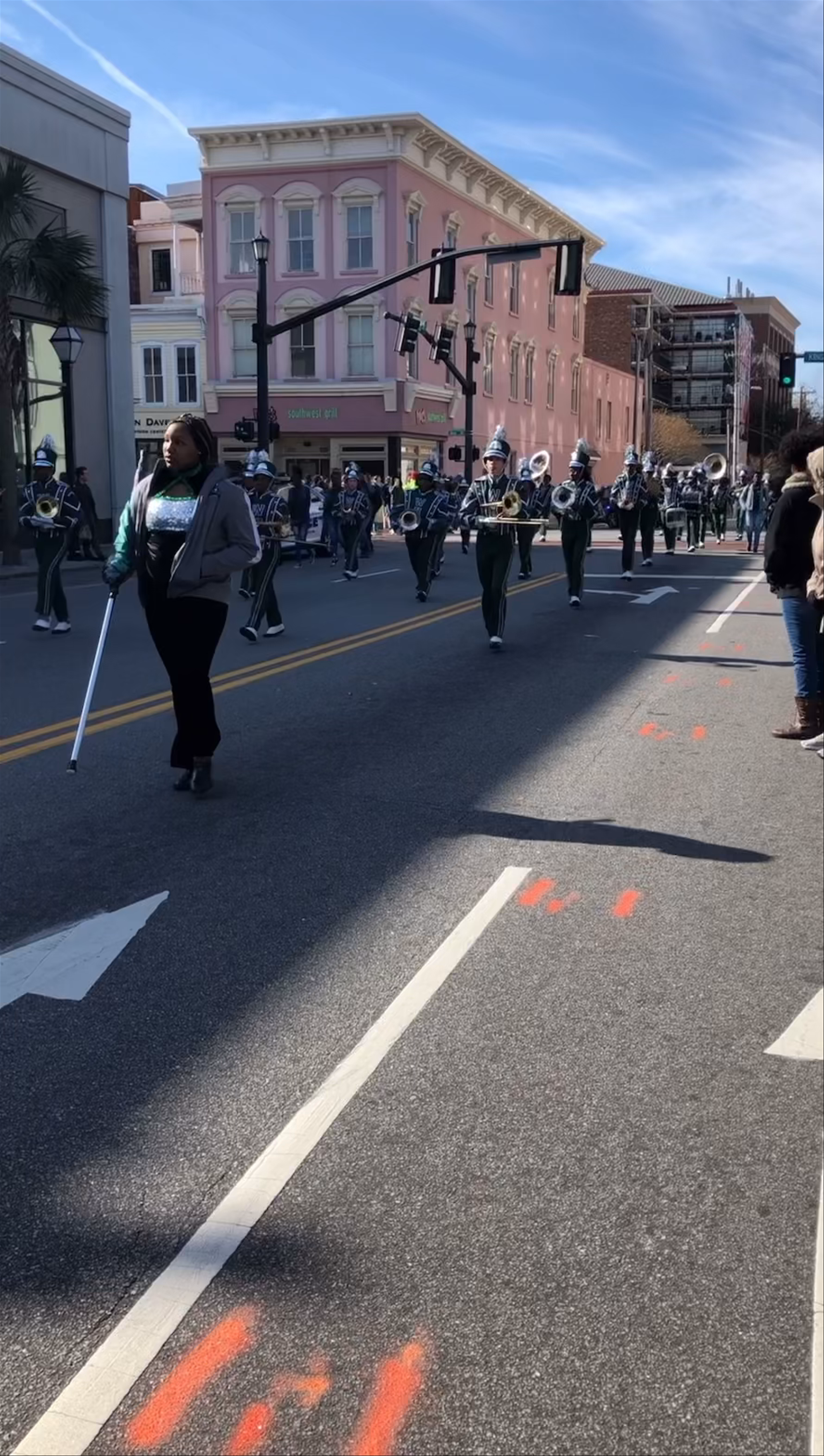 Vibrant Charleston Marching Band Parade in Downtown Charleston, SC