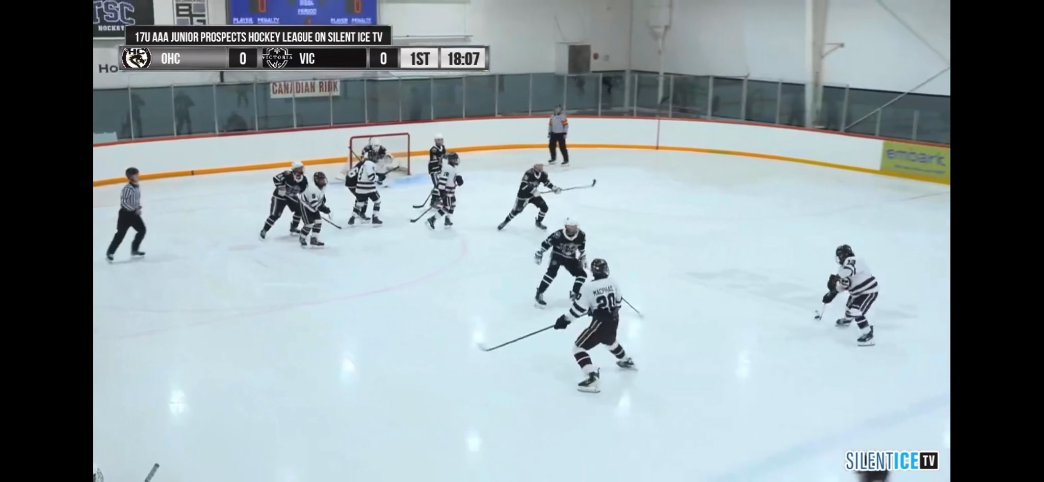 Andrew Wilson putting pressure on the Victoria goaltender - Okanagan HC Highlights