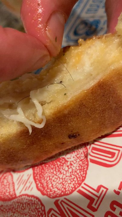 Domino's Pizza - First time we found HAIR was on our cheese bread ‍ - Pizza Near Me - Lathrop, California
