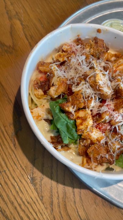 Piada Italian Street Food - Carbonara Pasta with Hot chicken & Marinara Pasta with Grass-Fed Meatballs - Italian Near Me - Euless, Texas
