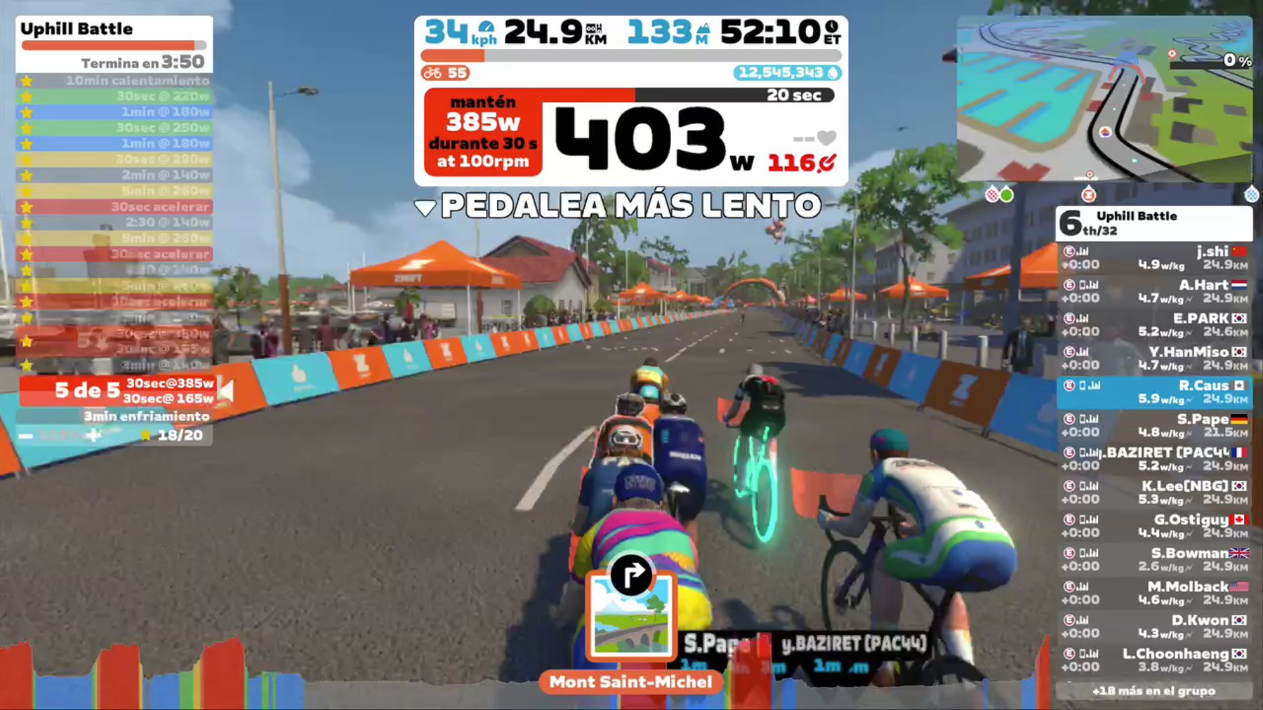 Zwift - Group Workout: Uphill Battle (E) on R.G.V. in France
