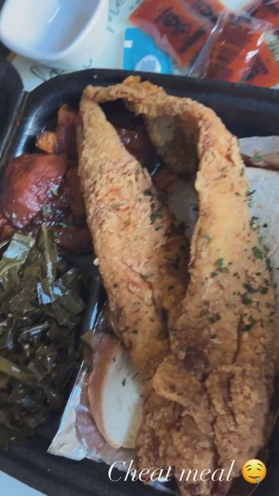 Mr Diddy's - Whiting plate with a side collards & yams. #Delicious - Southern Near Me - Marietta, Georgia