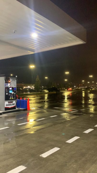 Costco Gasoline - On a rainy January night - Gas Stations Near Me - Seattle, Washington