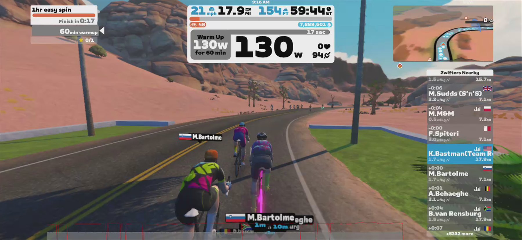 Zwift - 1hr easy spin in Watopia