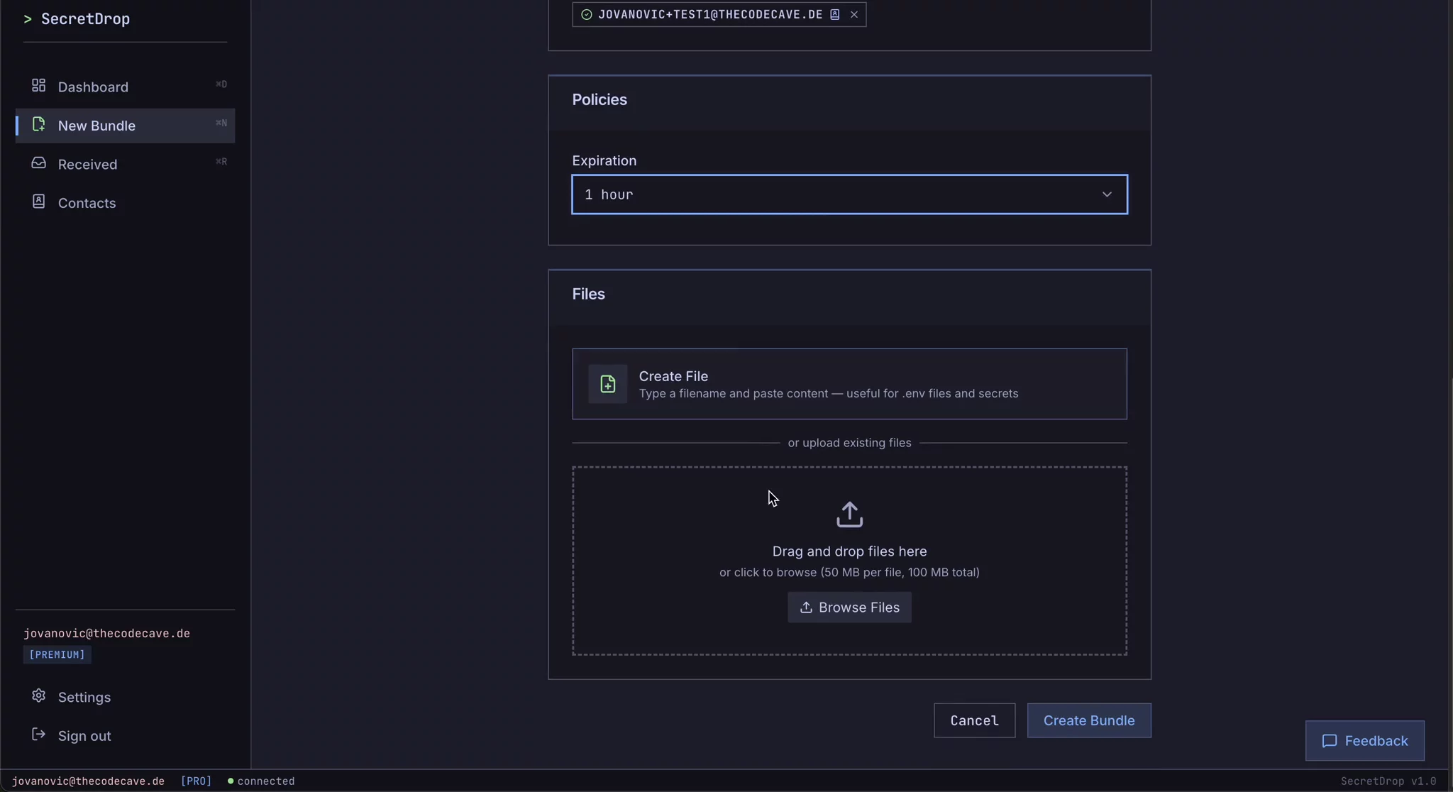SecretDrop — Encrypted file sharing for devs image 1