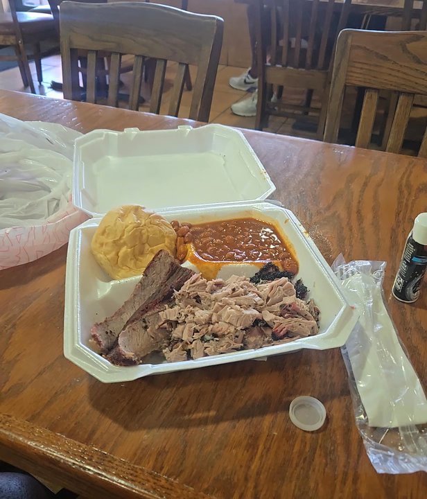 JL Smokehouse - Zoom of my 2 meat platter & side - Barbeque Near Me - Phoenix, Arizona