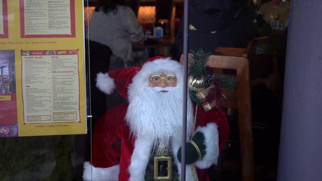Santa figurine in a café