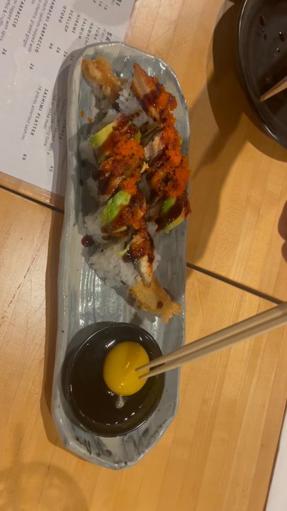 Umi Sushi - Umi Roll with shoyu egg sauce - Sushi Bars Near Me - Wailuku, Hawaii