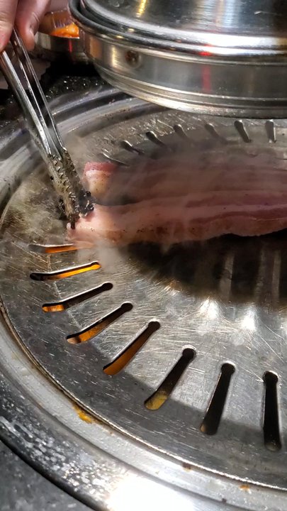 Taegukgi - Cooking pork belly - Korean Near Me - Tucson, Arizona
