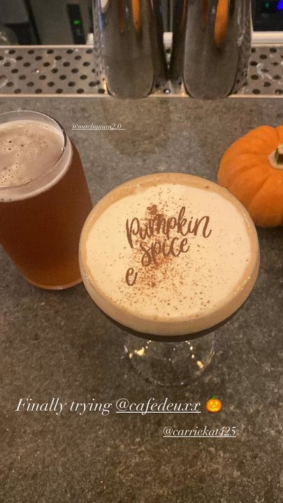Cafe Deux - Pumpkin spiced martini and pumpkin coffee - Cafes Near Me - Harrison, New York