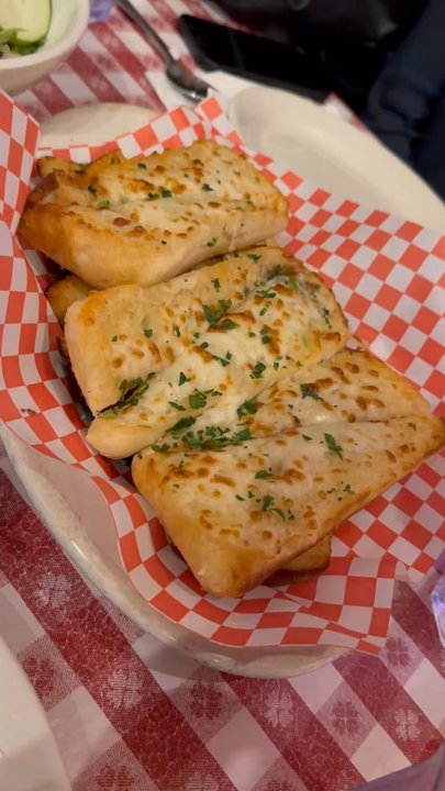 Buca di Beppo Italian Restaurant - Mozzarella cheese garlic bread - Italian Near Me - Universal City, California