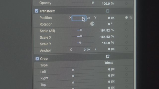 Selecting transform options in a video editing application