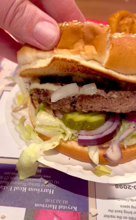 Frankie's - 1/4 cheeseburger and onion rings - Hot Dogs Near Me - Plainville, Connecticut