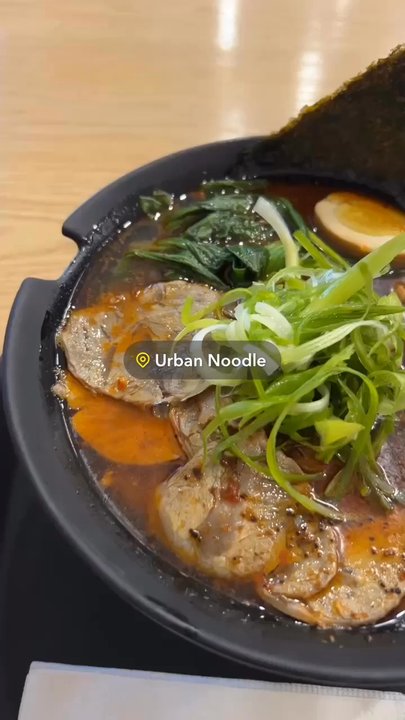 Urban Noodle - Pork Belly Bun, Crispy Chicken Bun, and for the star of the show I got Spicy Mala Ramen and added black garlic. Sooooo good! - Ramen Near Me - Durham, North Carolina