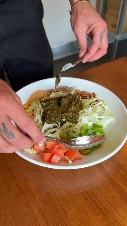 Chef Burma - Mixing our tea leaf salad - Burmese Near Me - Sacramento, California