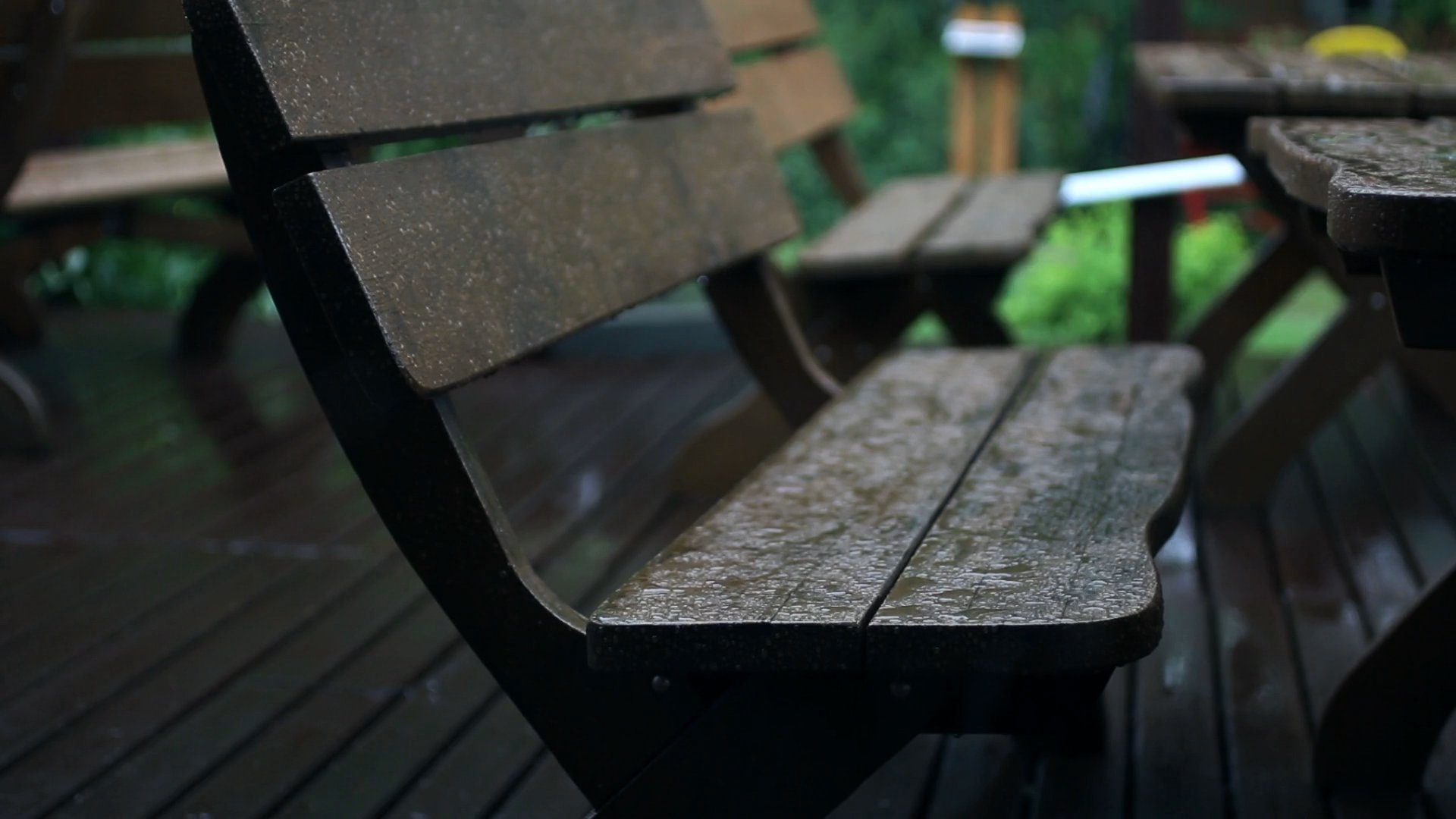 Garden Bench in Rain