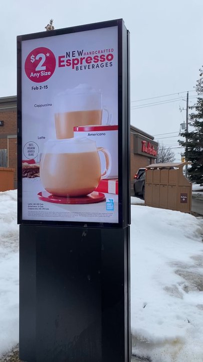 Tim Hortons - Tim Hortons - Drive-Thru service advertisement board - Coffee & Tea Near Me - North York, Ontario