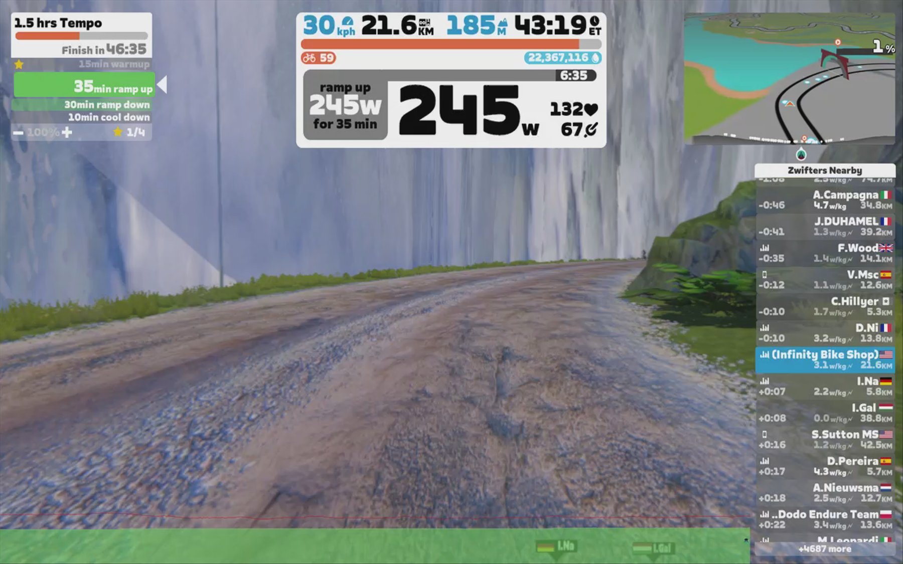 Zwift - 1.5 hrs Tempo in Watopia